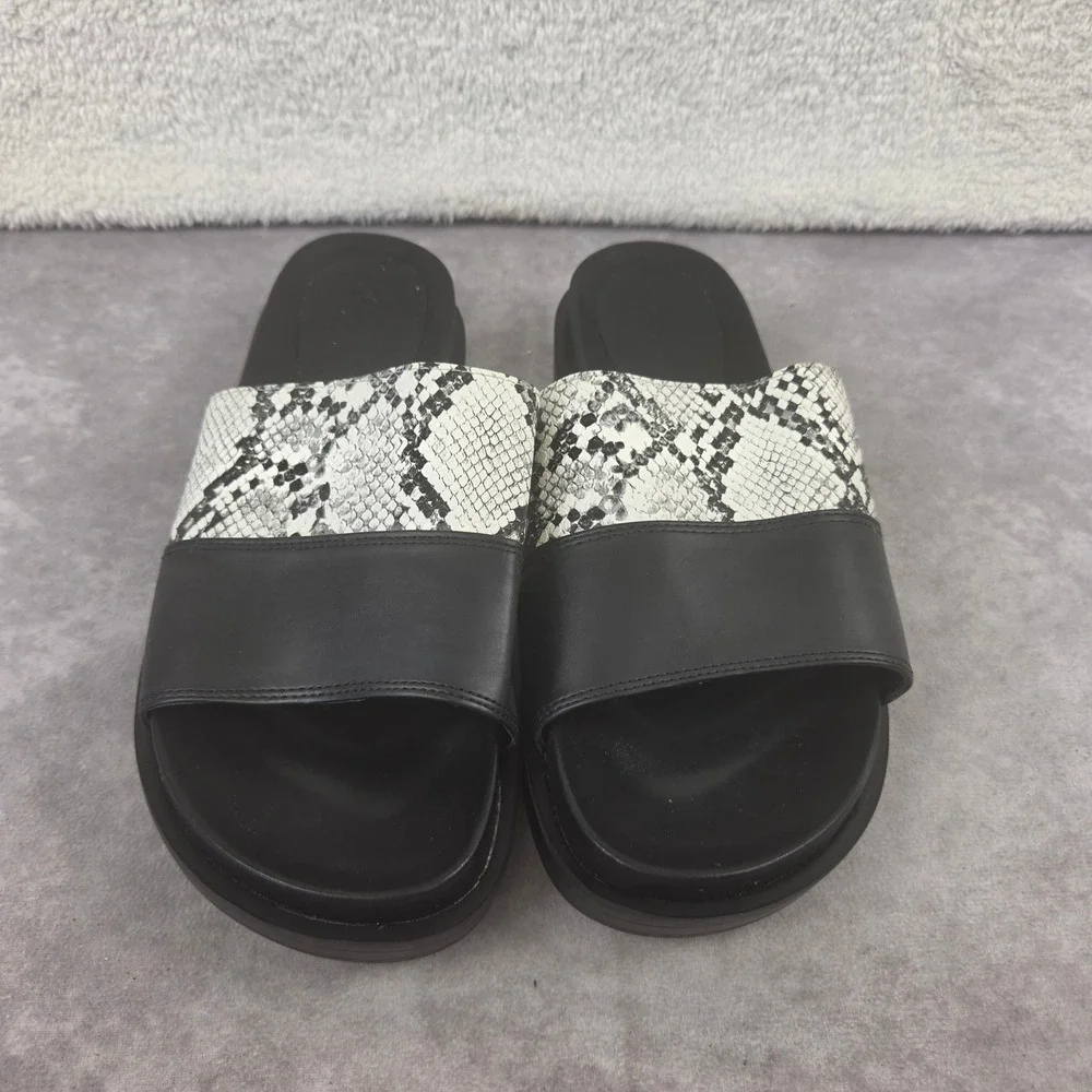 Aerosoles Louie Black White Snakeskin Platform Slide Sandals Womens 9 S2042